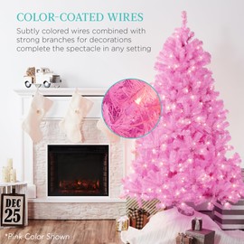 Best Choice Products 6ft Pre-Lit Ice Blue Christmas Tree, Full Artificial Holiday Decoration w/ 947 Branch Tips, 250 Lights, Foldable Base