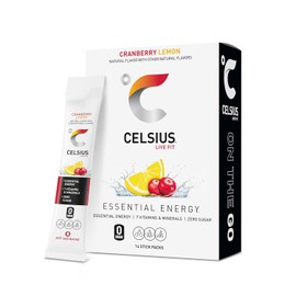 CELSIUS Cranberry Lemon On-the-Go Powder Stick Packs, Zero Sugar (14 Sticks per Pack)