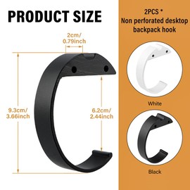 Zenquark 2PCS Purse Hook for Table, C Shape Handbag Hanger for Desk, Non Slip Purse Holder, Heavy Duty Handbag Hook Desk Hook