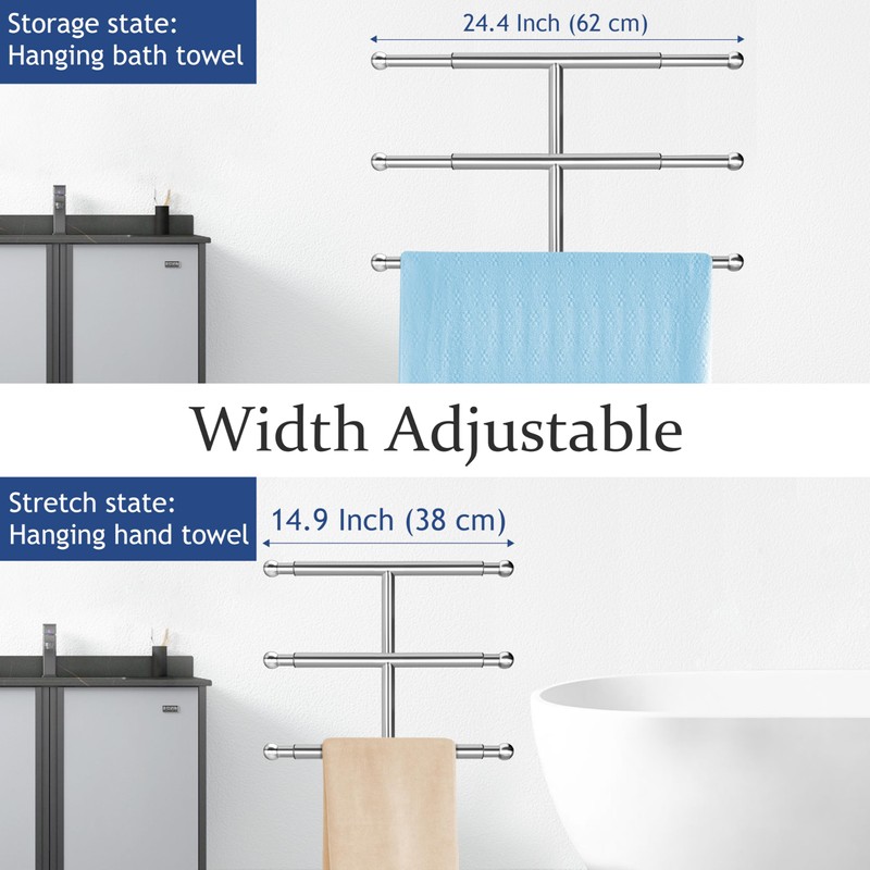 Kayfia 40" Standing Towel Rack with Weighted Marble Base, Width