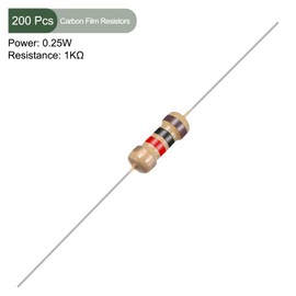 YOKIVE Pack of 200 Carbon Film Resistors 1/4 W 1K Ohm 5% Tolerances Resistance Good for Crafts Electronic Projects (4 Colour Band 1.77 x 0.09 Inches)