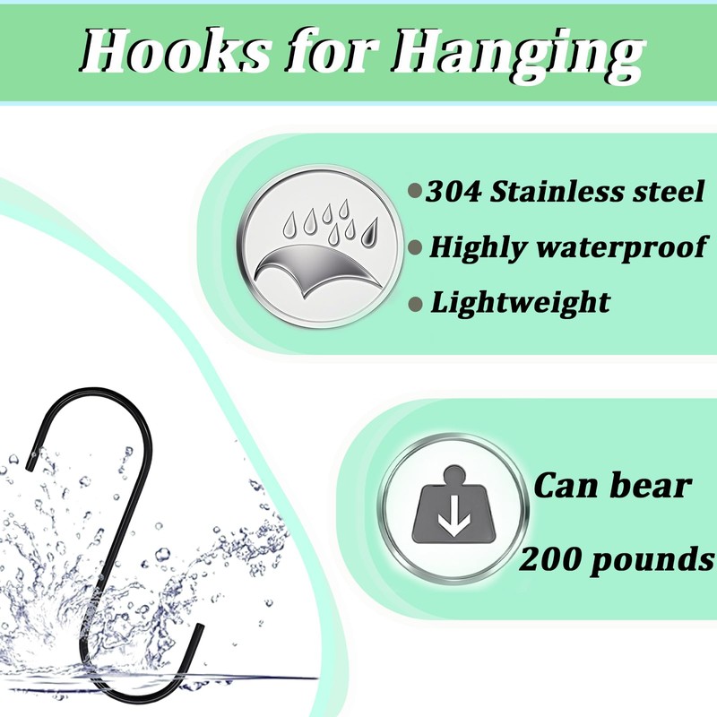 High-PQ 50Pack S Shaped Hooks,3Inch Stainless Steel Small Hooks for