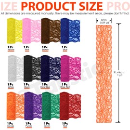 Tanstic 12 Pieces 3.15 Inches x 1 Yard Floral Pattern Fabric Lace Ribbon Lace Trim Lace Fabric Stretch Lace Ribbon for Crafts, Wedding Decorations, Gift Wrapping (12 Colours)