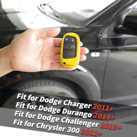 Key Fob Cover Fit for Dodge Charger 2011+, for Dodge Durango 2014+, for Dodge Challenger 2015+, Fob Case Fit for Chrysler 300 2011+ (Yellow)