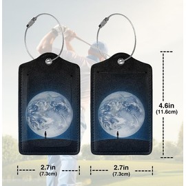 2 Pack Luggage Tags Earth WeChat Travel PU Cute Leather Luggage Tag Name ID Labels with Privacy Cover Suitcases Women Men Girls Boys Fun Laggage Tags(Wandering Earth)
