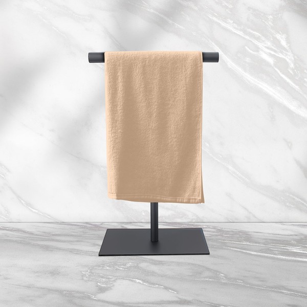Wiupaw Black Hand Towel Holder Stand, Countertop T-Shape Towel Hanger