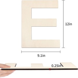 HGWOUY 12 Inch Unfinished Wooden Number 1, 1/4 Inch Thick Blank Wood Number for Wall Decor DIY Crafts Project Birthday Wedding Christmas Decorations (E)