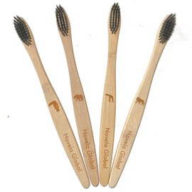 Novela Global - Jungle Zahnbürsten aus natürlichem Bambus, weiche Borsten, 20 Stück