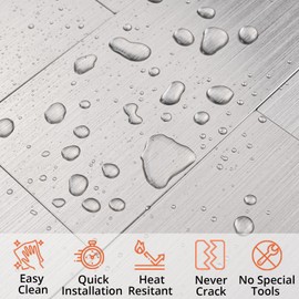 StyloVue 100 Pieces Peel and Stick Backsplash for Kitchen, 3" x 6" PVC Subway Tile Upgraded Brushed Stainless Backsplash Stick on Tile Elevate Kitchen, Bathroom, Fireplace,RV