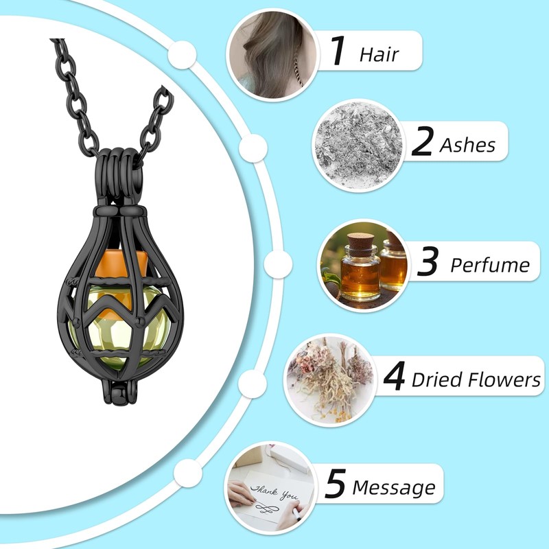Glass Cremation Jewelry for Ashes Pendant Keepsake Openwork Teardrop Urn