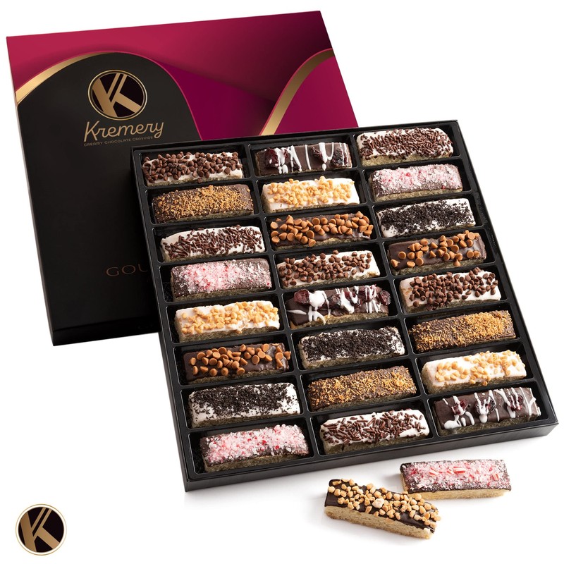 Kremery - Chocolate Covered Biscotti Cookies Gift Basket (24 Count)