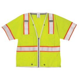 Kishigo 1550 Ultra-Cool Polyester Mesh Brilliant Series Heavy Duty Vest, Extra Large, Lime