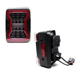 iJDMTOY Wrangler JL Style Clear Lens w/Red Trim 4-in-1 Full LED Tail Light Assemblies Compatible with Jeep 2007-2017 Wrangler JK