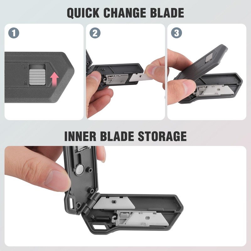 WORKPRO Ceramic Small Safety Box Cutter, Automatic Rebound Mini Letter