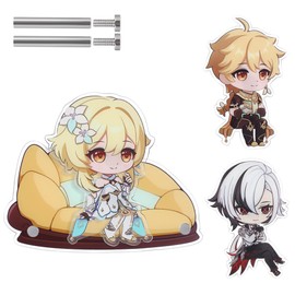 TaiCy Genshin Impact 2-in-1 Magnetic Acrylic Stand: Includes 3 Figures and a Sofa - Can be used as a Display Stand or Fridge Magnet (Aether)