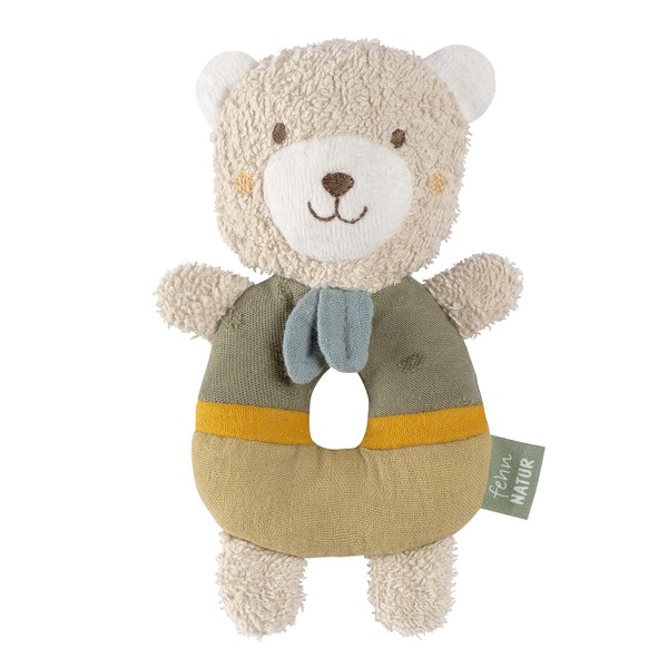 Fehn FehnNATUR Baby Ring Grasping Toy Bear - Cuddly Toy