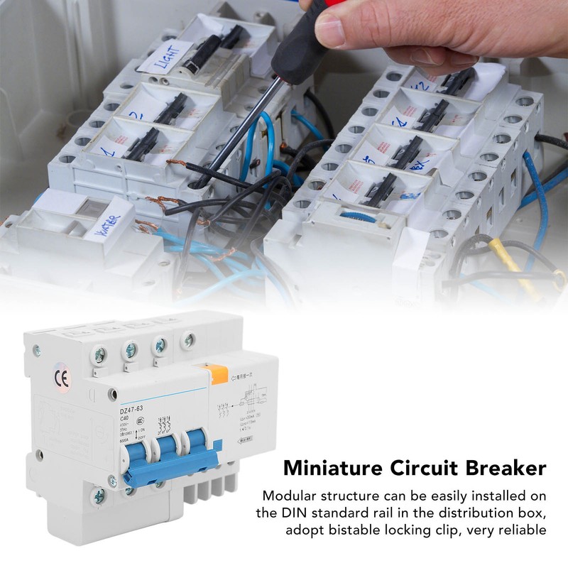 Miniature Circuit Breaker 3P and N Current Isolator DIN Rail