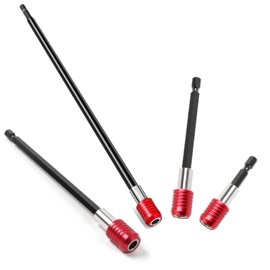 4 Pcs Drill Bit Extension, 2/4/6/12" Impact Driver Drill Extension Bit Holder with 1/4" Hex Magnetic, CR-V Steel Screwdriver Extension for Nuts, Screws and Drill Sockets