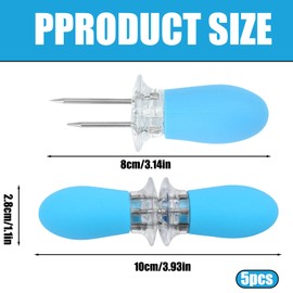 Corn on The Cob Holders, 5 Pairs Stainless Steel Corn Cob Skewers, Sweetcorn Holders for BBQ Parties, Camping, Picnics and Family Dinners, Multicolor (Green, Blue, Yellow, Black)