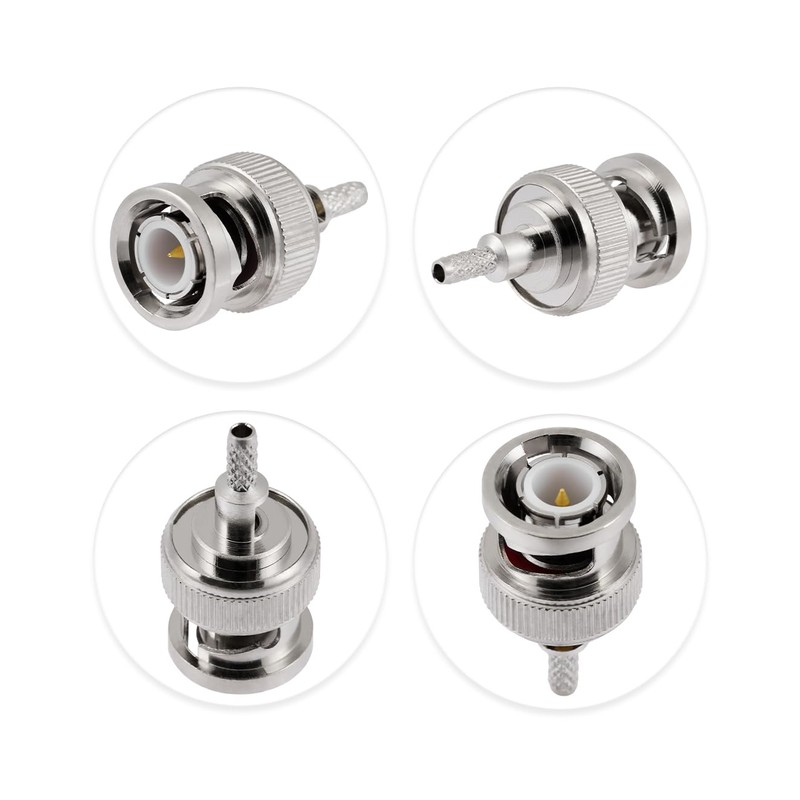 POBADY 10PCS BNC Conectores Macho 50 Ohm BNC Macho Crimpado