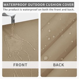 Easy-Going 42x18x3 inch Waterproof Outdoor Couch Bench Cushion Covers Only Replacement Non-Slip Patio Seat Cushion Slipcover with Zipper and Adjustable Straps Camel