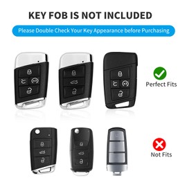 T-carbon Key Fob Cover Compatible with VW Atlas Keychain,Real Glass Fiber Key Fob Protector for Tiguan (2022-2024) for Atlas Cross Sport (2020-2024) Accessories Key Fob Case,Silver Black, Silver Black