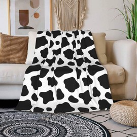 Bomugtee Cow Print Super Soft Throw Blanket for Bed Couch Sofa Lightweight Travelling Camping Throw for Kids Adult 50"x 60"