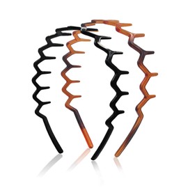 Dresyu Zig Zag Headbands for Women Men Non-slip Plastic Hairbands Shark Teeth Hair Comb Wavy Headband Hair Hoop for Workout Washaing Face