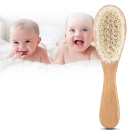 Baby Hair Brush, Natural Hair Brush, Goat Hair, Baby Infant Head Massage Care Comb with Wooden Handle