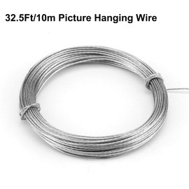 HRLORK 32.5 Feet (10m) Metal Braided Picture Hanging Wire - Heavy Duty for Mirrors, Artwork & More