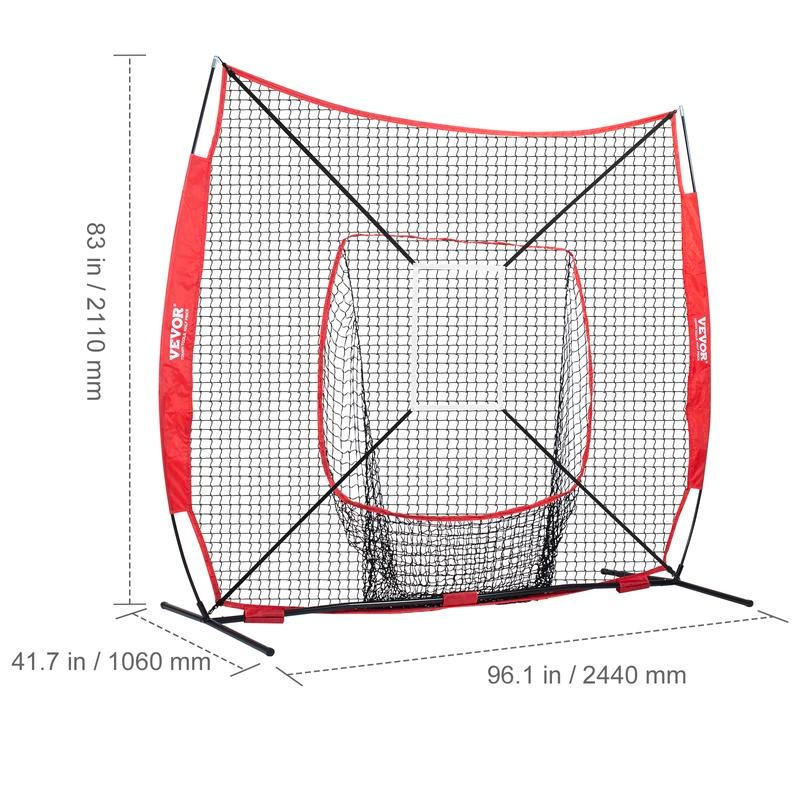 VEVOR 7x7 ft Baseball Softball Practice Net, Portable Baseball Training