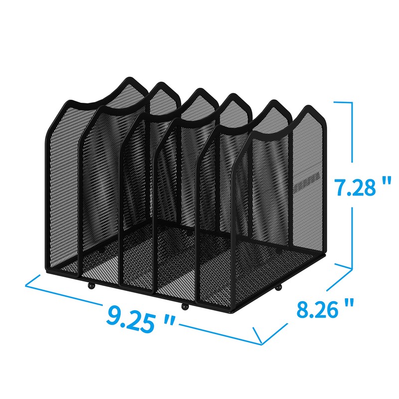 Simple Trending Mesh Desktop File Sorter Organizer, 5-Section Bookshelf for