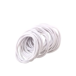 FEIFEI'S BOW 50 Pieces Girls Women 2.5mm Thin School Uniform Endless Hair Bobbles Bands White