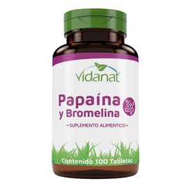Vidanat Papaína y Bromelina 100 Tabletas – Suplemento Alimenticio de Origen Vegetal