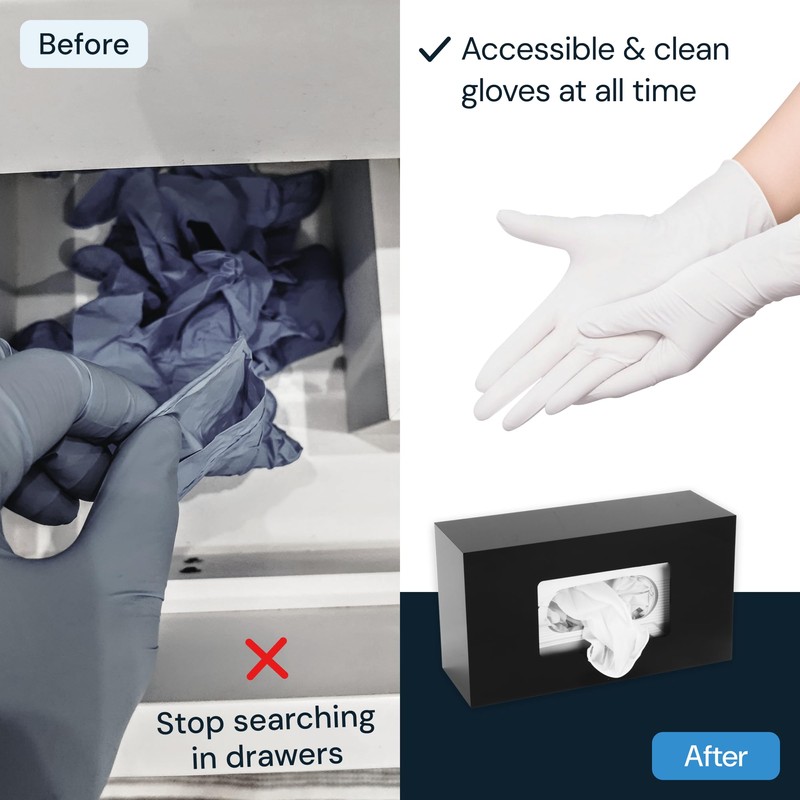 Black Glove Box Holder Wall Mount - Acrylic Disposable Glove