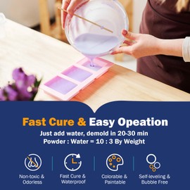 Resin Casting Powder 1000g, Fast Curing Eco Resin Casting Kit for Beginners,20-30 Minutes Demold, Easy Mixing Water Activated Plaster Powder Molding Powder for Crafts Sculpture DIY Home Art