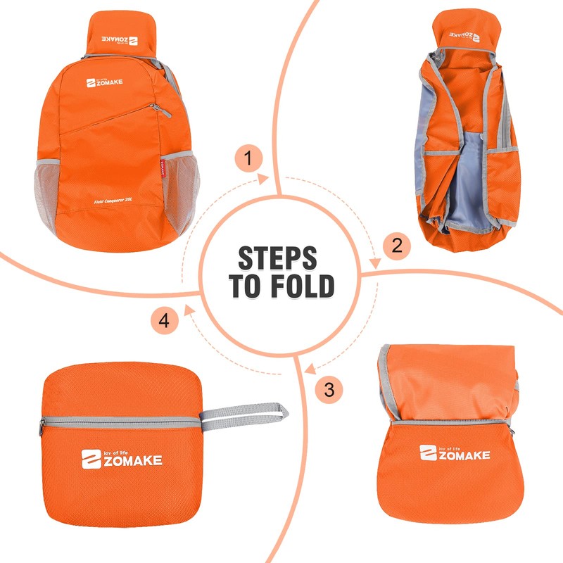 ZOMAKE Foldable Backpack Lightweight Rucksack 20L,Ultra Packable Small Backpacks Water