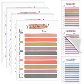 EMPCYDIA 4-Pack Self-stick To Do List Notepad, Undated Sticky Notes for Daily Planner, 4 x 6 Inches Tear-off Lined Note Pads with Checkbox for Office, School, Home Use -50 Sheets/Pad(4 Designs/Morandi )