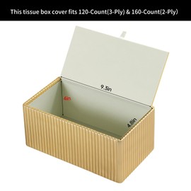 MEIBOOCH PU Leather Tissue Box Cover Square, Rectangle Tissue Box Holder with Magnetic Closure, Decorative Tissue Holder for Bathroom Bedroom Office (Gold, Rectangle for 120 Count)