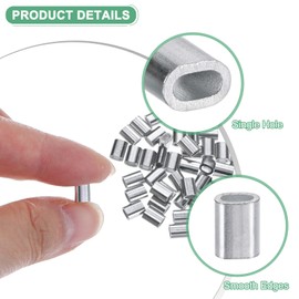 M METERXITY 100-Pack Aluminum Crimping Loop Sleeves, 1.2mm 3/64" Single Round Barrel Wire Rope Sleeves Cable Ferrule for Wire Rope/Cables Crimping Loop Sleeve