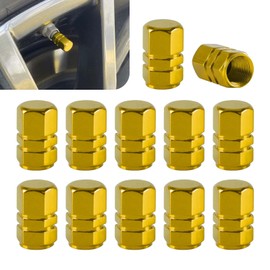 Zikefest 12PCS Tire Valve Stem Caps, Anodized Aluminum Tire Valve Caps, Car Stem Covers Accessories, Universal for Cars, Trucks, Motorcycles, Bikes (Gold)