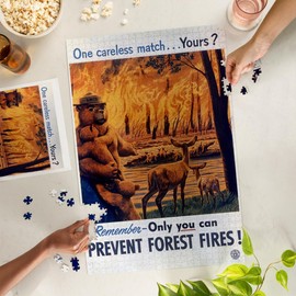 Lantern Press 1000 Piece Jigsaw Puzzle, Smokey Bear, One Careless Match, Vintage Poster