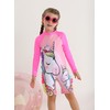 PURFEEL Girls Unicorn One Piece Swimsuit Long Sleeve Rashguard Sets