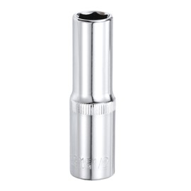 HARFINGTON 6-Point Socket 1/2" Drive by 1/2" SAE 3.07" Length Deep Socket CR-V Square Drive Sockets Mirror Polished Chrome Socket Hand Tool for Car Repair Mechanical Maintenance