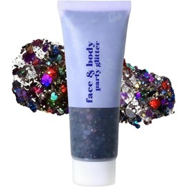 Purpurina Cara Gel, 30ml Gel de Brillo Corporal, Maquillaje de Halloween Chunky Glitter Cara Cabello Uñas Labios Brillos para Festiva, Shimmer Face Paint Stick Festival Accessories