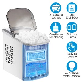 iMounTEK Ice Maker Machine Electric Countertop Self-cleaning Summer Ice Making Machine US