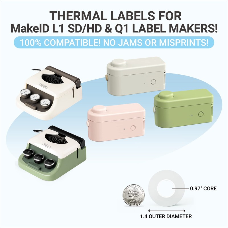 MakeID Label Makers L1 Q1 Refills Waterproof Laminated Custom Stickers