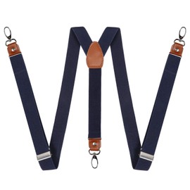 Alizeal - Tirantes de 1 pulgada con articulación de piel y 3 ganchos giratorios para hombre, Marino, 43.7"(L)*1"(W)