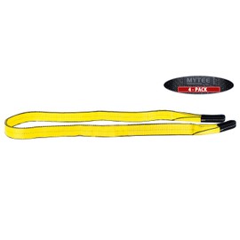 Mytee Products 4 Pack 1" x8' Web Lifting Sling - 3200 LBS WLL Vertical Lift Straps - Falt Eye & Eye 2-Ply - Choker (2500# WLL) & Basket (6400# WLL)