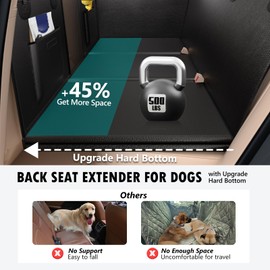Btefd Back Seat Extender for Dogs Upgraded Anti-Scratch PU Leather, Hard Bottom Dog Car Seat Cover for Back Seat, Backseat Extender for Dogs, Waterproof Dog Hammock for Car, SUV, Small Truck, Black